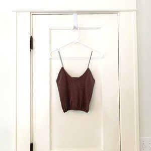 Free People Intimately Sparkly Skinny Strap crop tank Size M/L